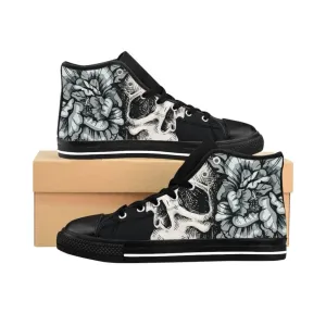 Skull with flora ornament Women's High-top Sneakers