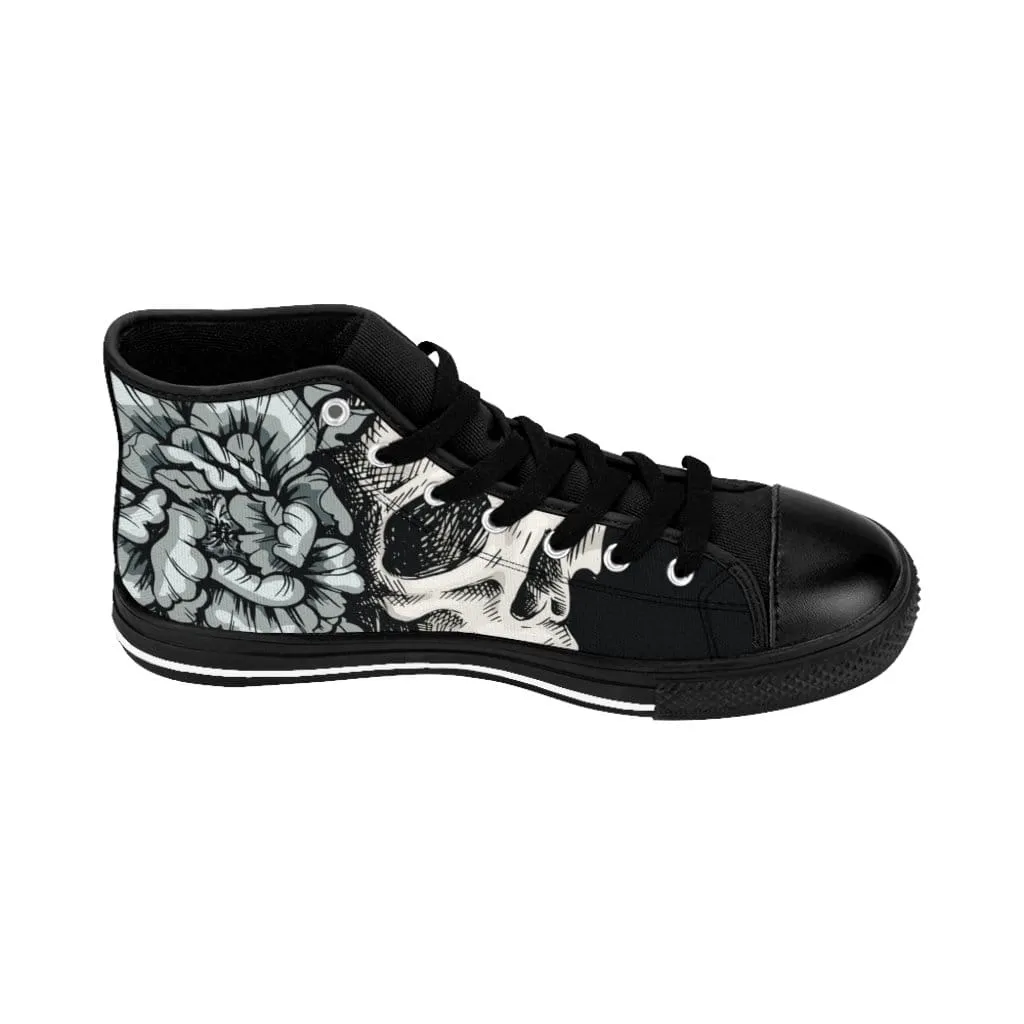 Skull with flora ornament Women's High-top Sneakers