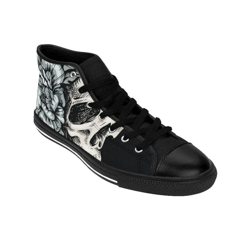 Skull with flora ornament Women's High-top Sneakers