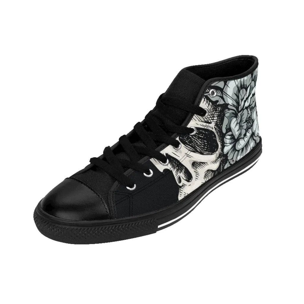 Skull with flora ornament Women's High-top Sneakers