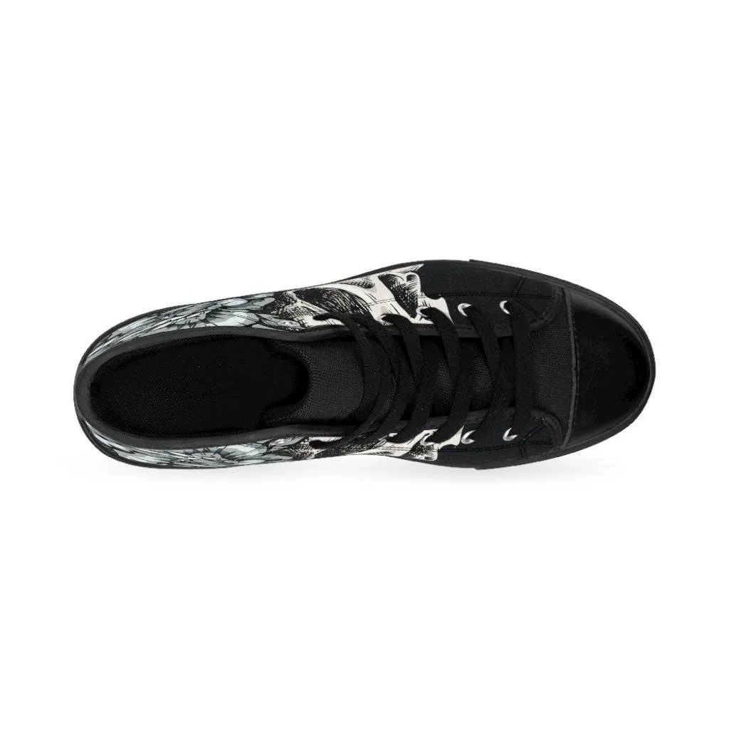 Skull with flora ornament Women's High-top Sneakers