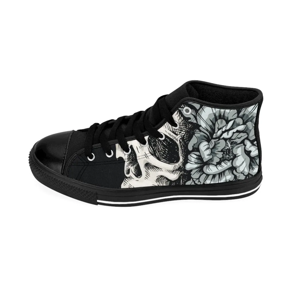 Skull with flora ornament Women's High-top Sneakers