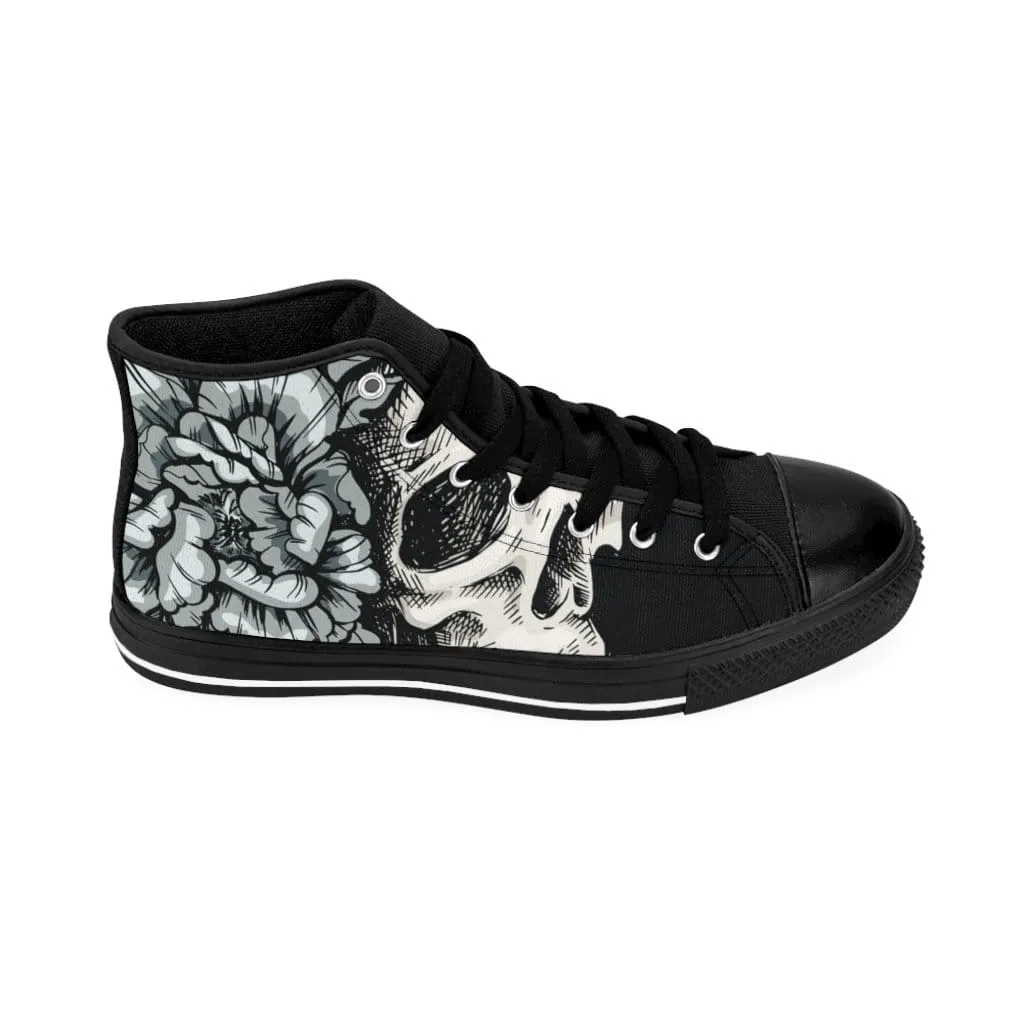 Skull with flora ornament Women's High-top Sneakers