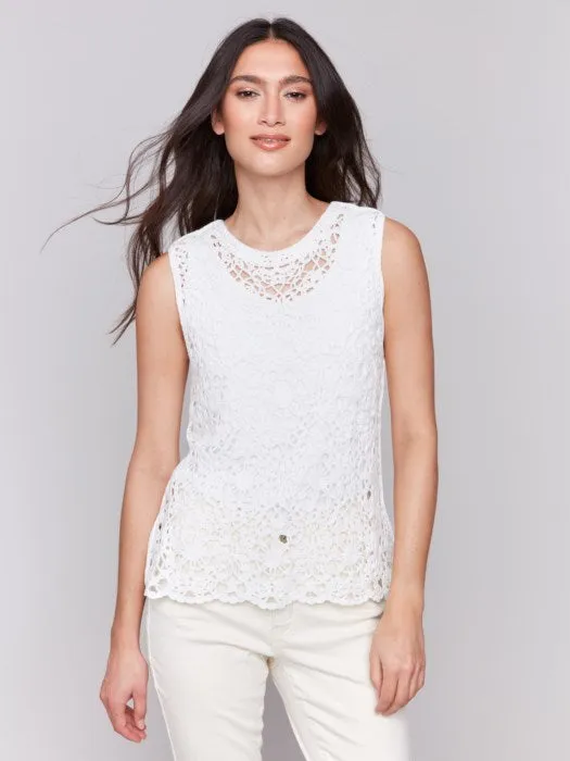 Sleeveless Floral Cotton Crochet Top