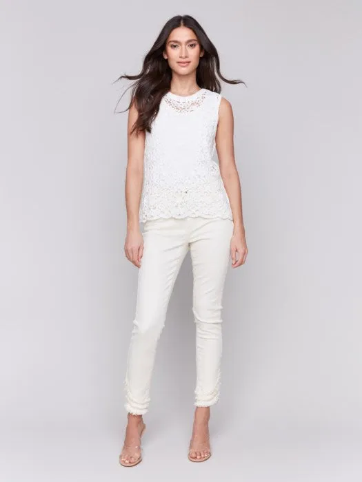 Sleeveless Floral Cotton Crochet Top