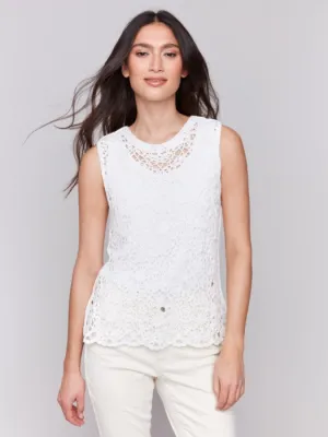 Sleeveless Floral Cotton Crochet Top