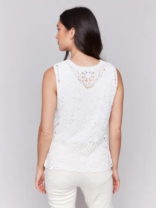 Sleeveless Floral Cotton Crochet Top
