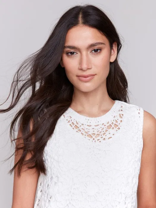 Sleeveless Floral Cotton Crochet Top