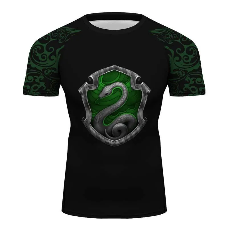 Slytherin Harry Potter Compression Training Rash Guard for MMA BJJ Wrestling green