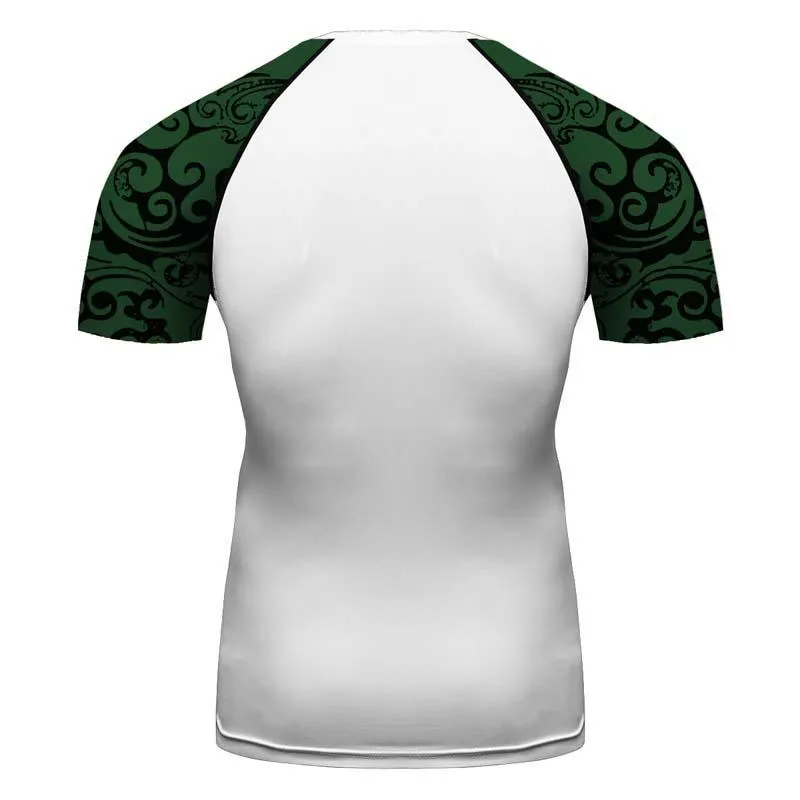 Slytherin Harry Potter Compression Training Rash Guard for MMA BJJ Wrestling green