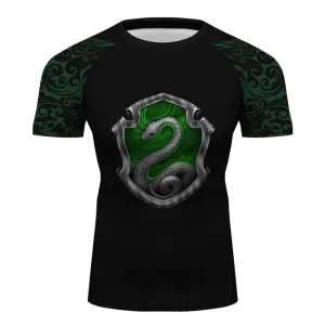Slytherin Harry Potter Compression Training Rash Guard for MMA BJJ Wrestling green