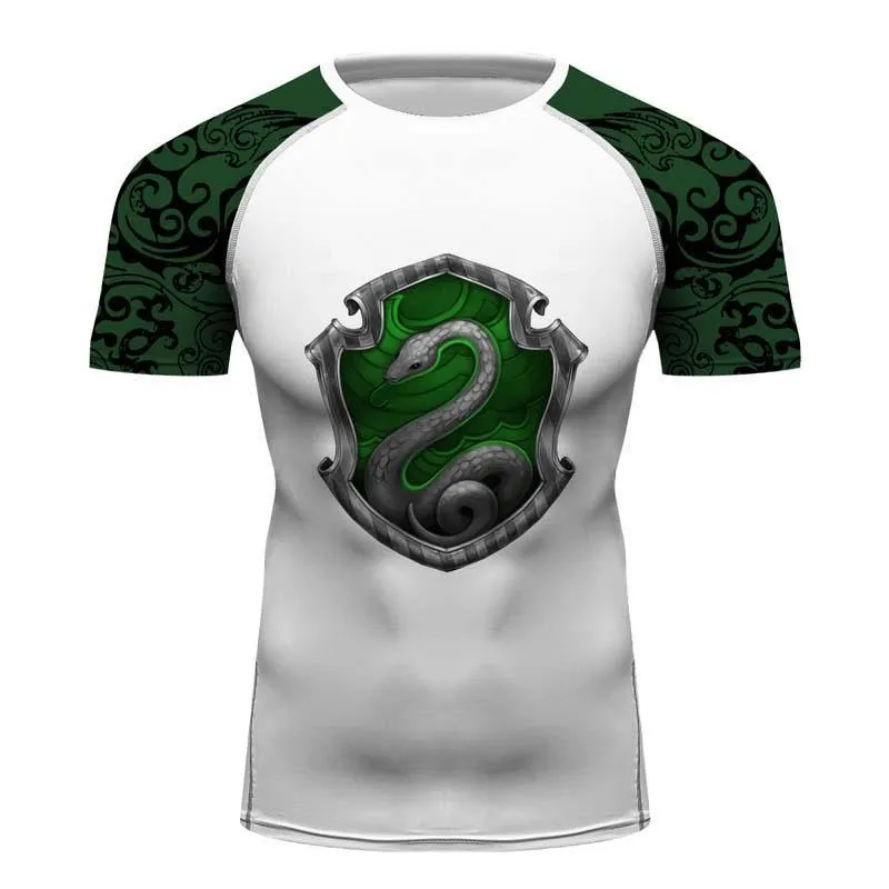 Slytherin Harry Potter Compression Training Rash Guard for MMA BJJ Wrestling green