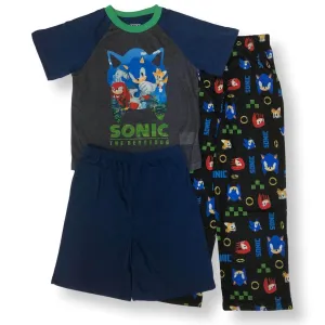 Sonic the Hedgehog Pajamas for Boys Short Sleeve Kids PJs 3 Piece Set