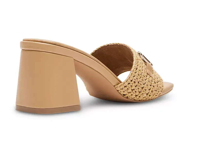Square Toe Raffia Slip On Heel