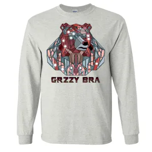 Stained Glass Cyborg Grizzly Bear GRZZY BRA Long Sleeve Shirt