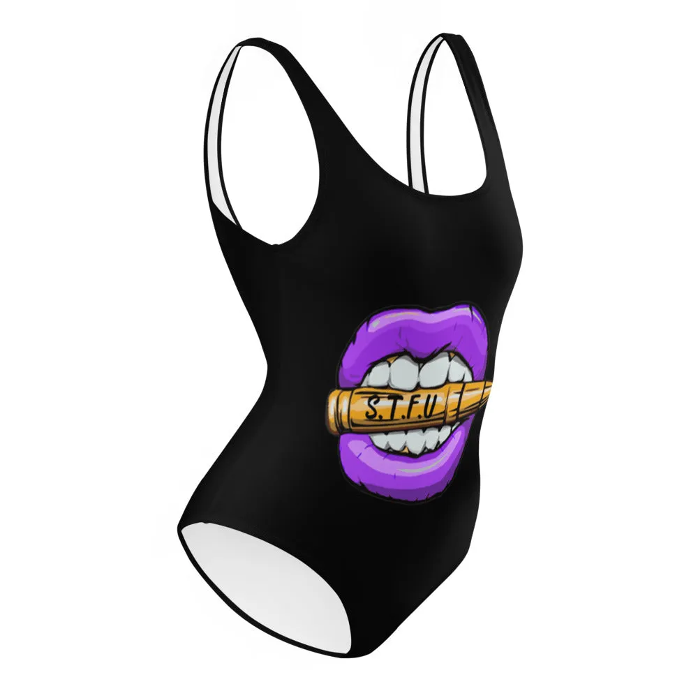 STFU Electric Purple Logo One-Piece Swimsuit