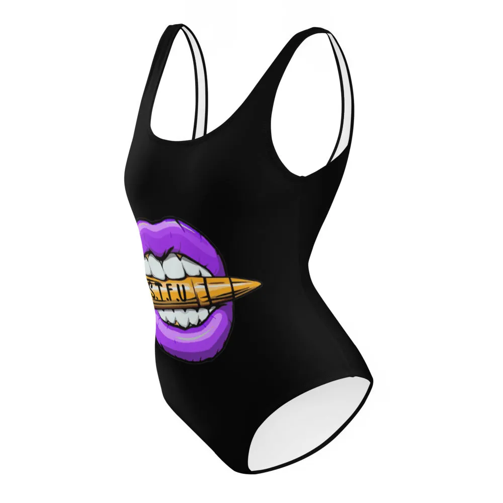 STFU Electric Purple Logo One-Piece Swimsuit