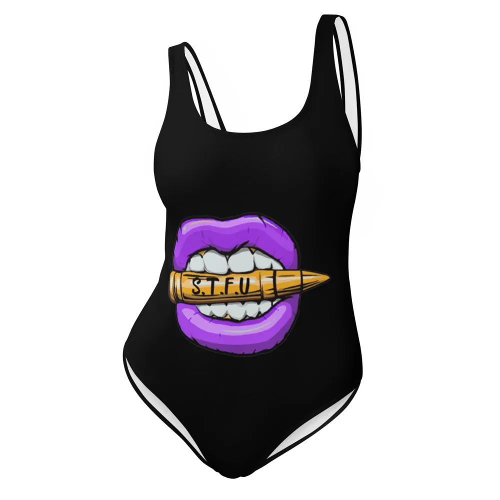 STFU Electric Purple Logo One-Piece Swimsuit