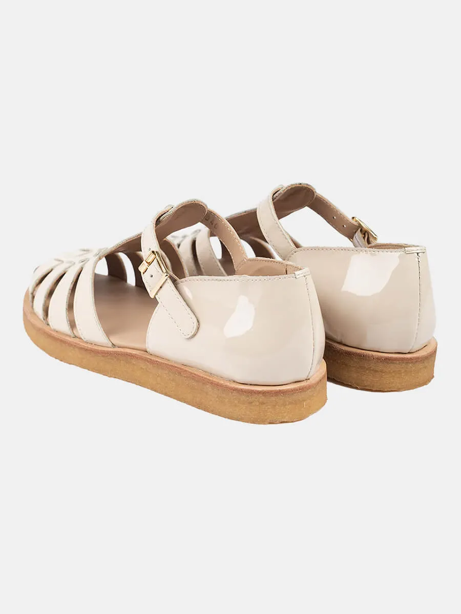 Strap Sandals with Buckle - Beige