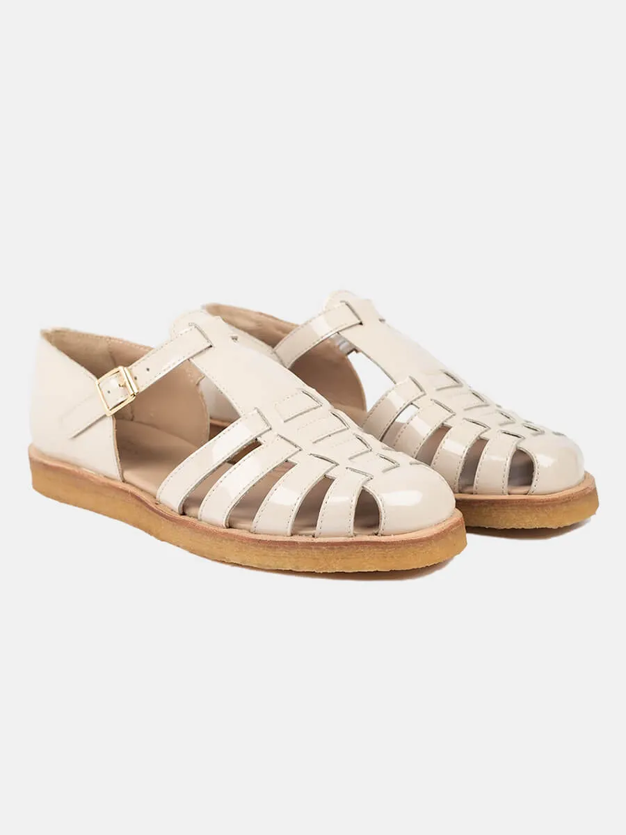 Strap Sandals with Buckle - Beige