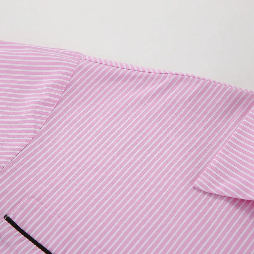 Striped Long Sleeve Slim Fit Contrast Color Shirt