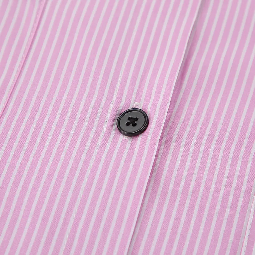 Striped Long Sleeve Slim Fit Contrast Color Shirt