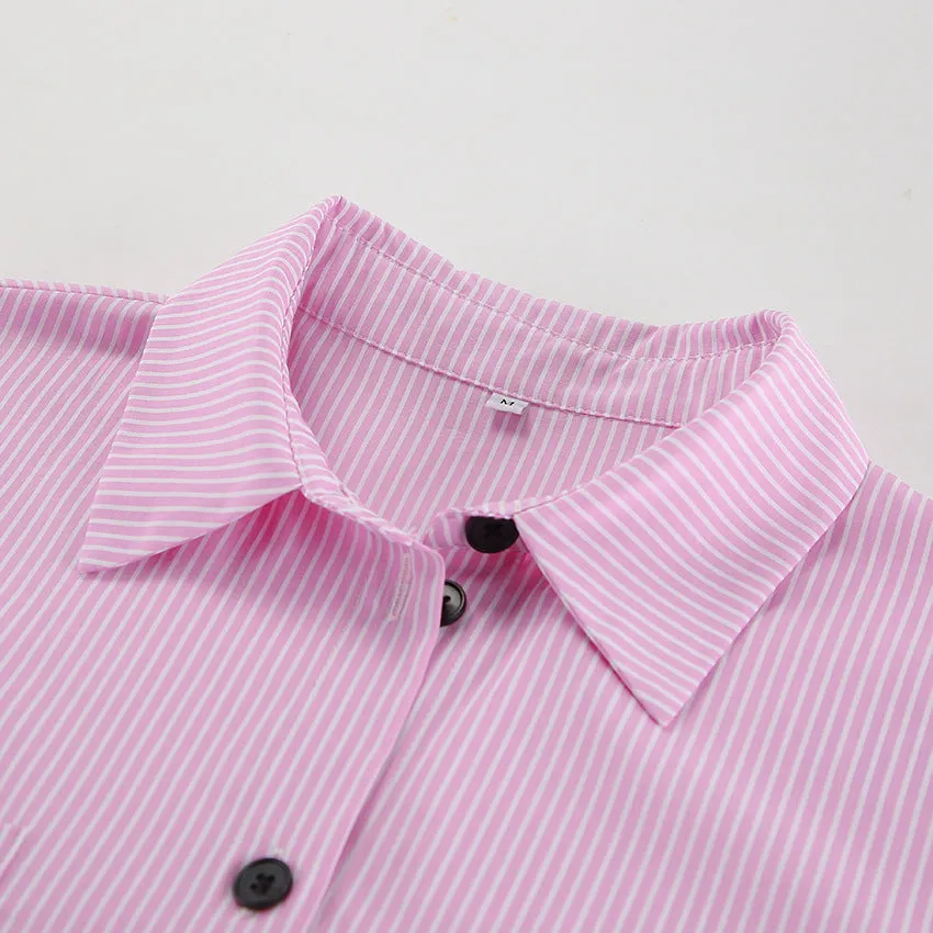 Striped Long Sleeve Slim Fit Contrast Color Shirt