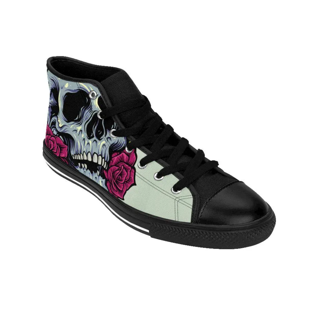 Sugar skull anatomy with roses Women's High-top Sneakers