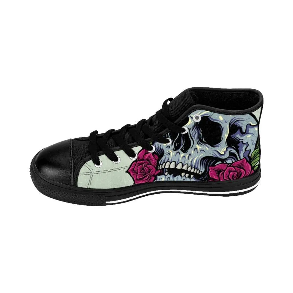 Sugar skull anatomy with roses Women's High-top Sneakers