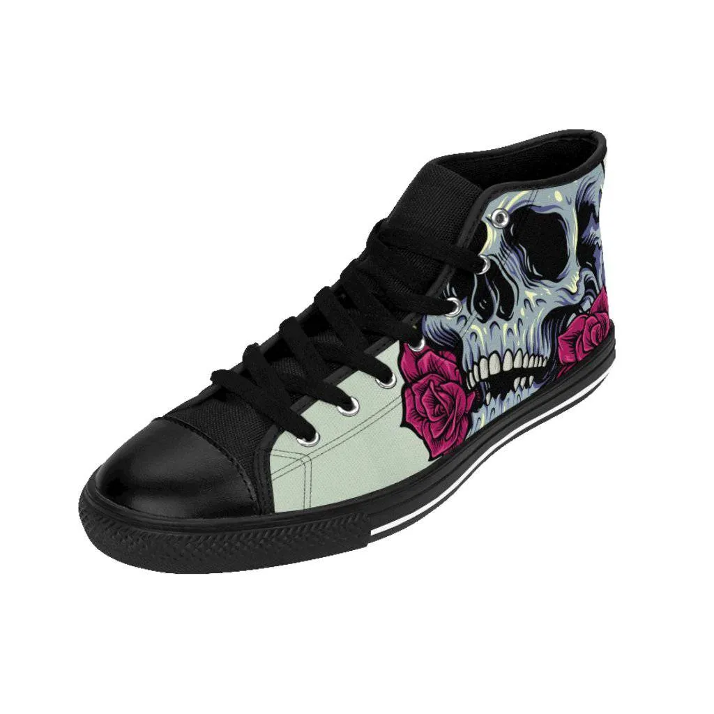 Sugar skull anatomy with roses Women's High-top Sneakers