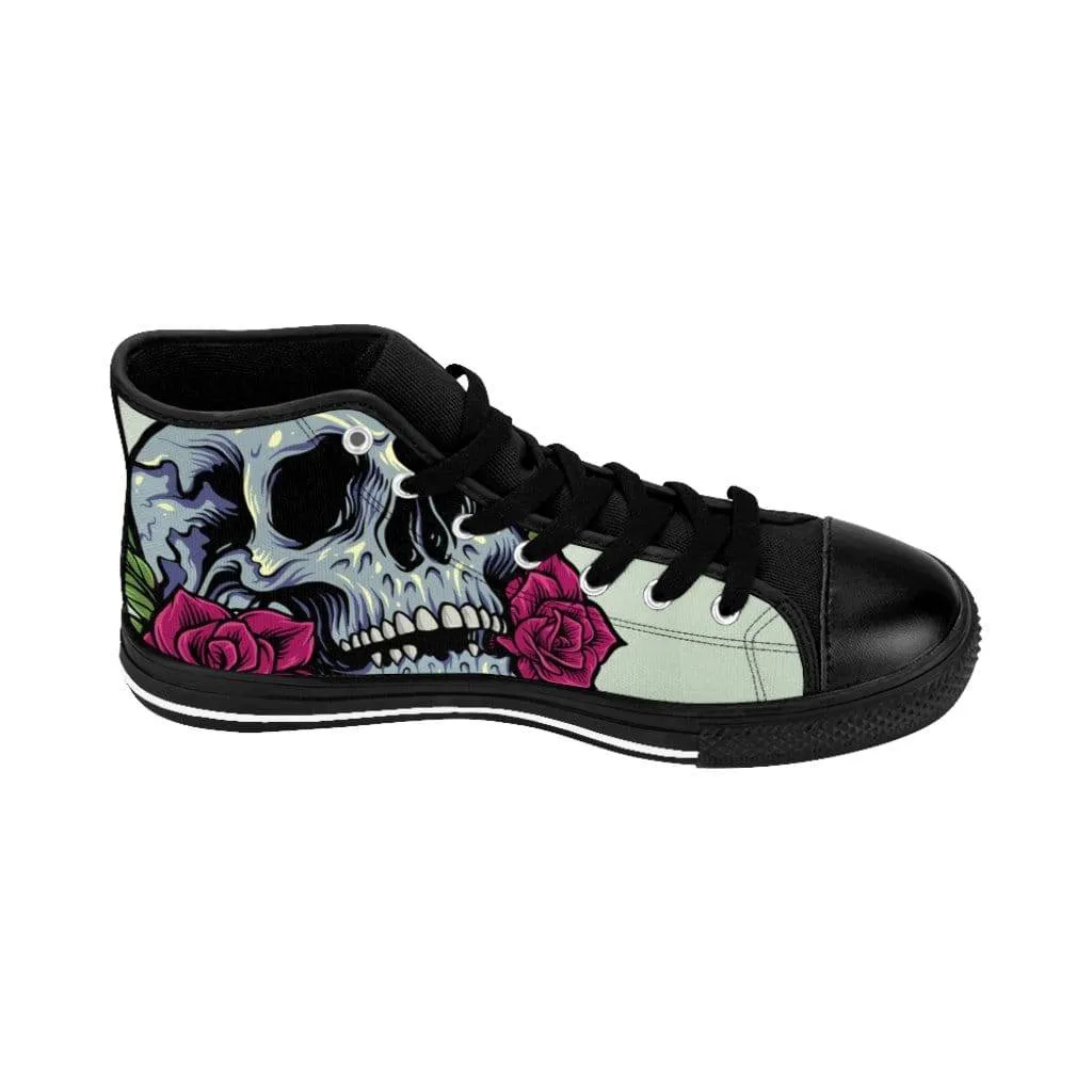 Sugar skull anatomy with roses Women's High-top Sneakers