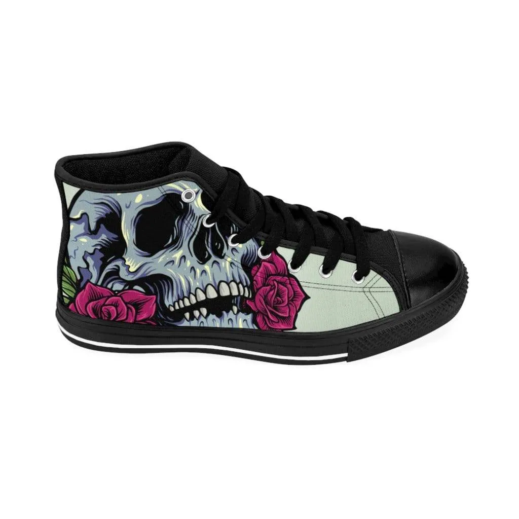 Sugar skull anatomy with roses Women's High-top Sneakers
