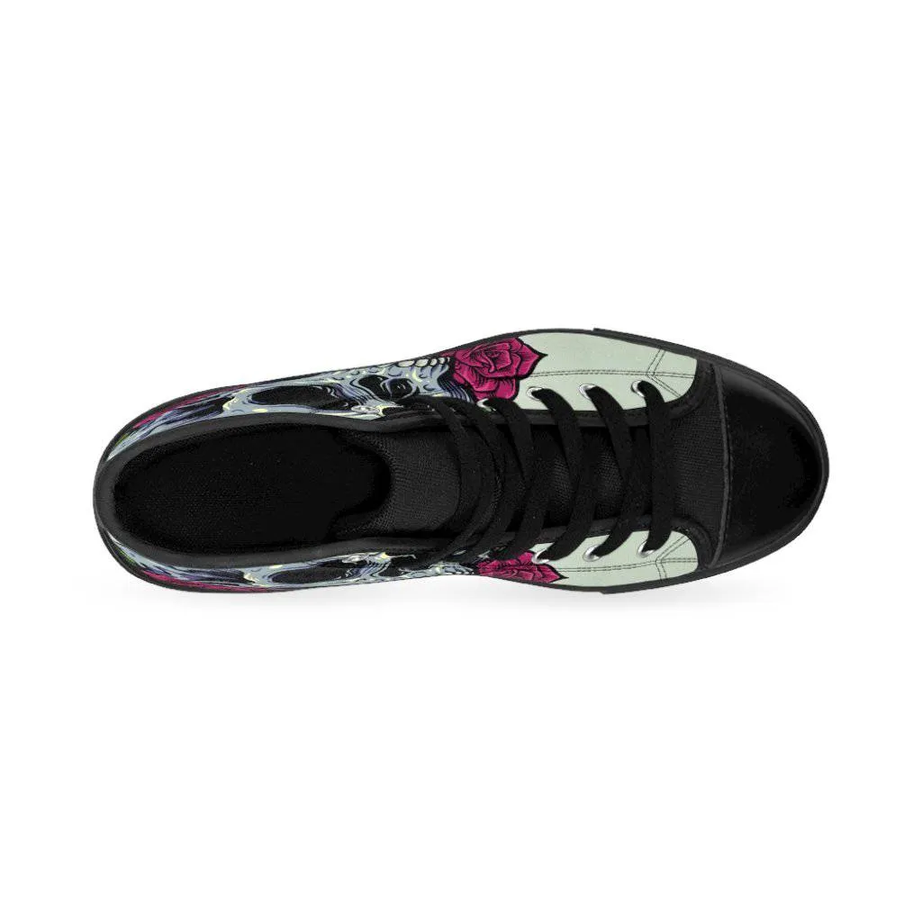Sugar skull anatomy with roses Women's High-top Sneakers