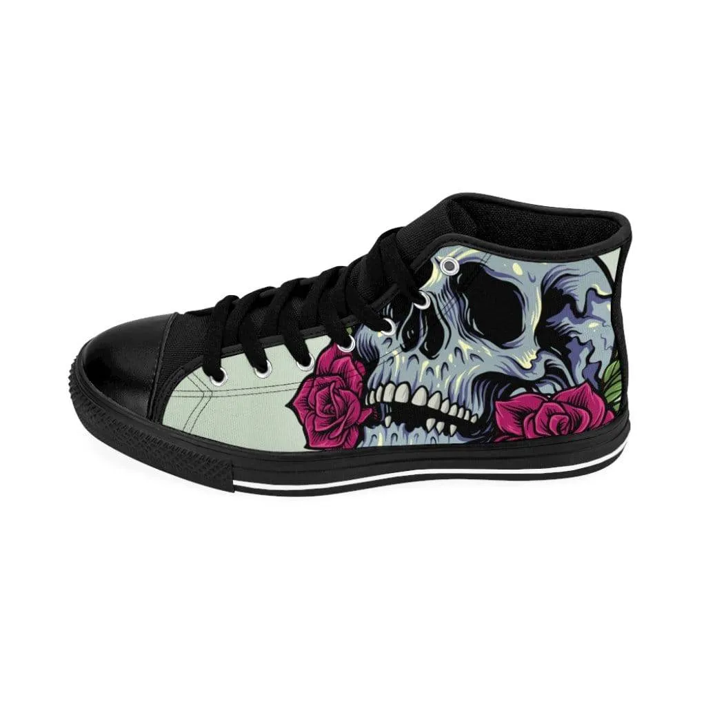 Sugar skull anatomy with roses Women's High-top Sneakers