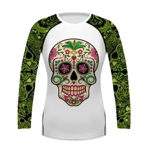 Sugar Skull Women's Long Sleeve UV Protection Activewear Sports Shirts Rash Guard