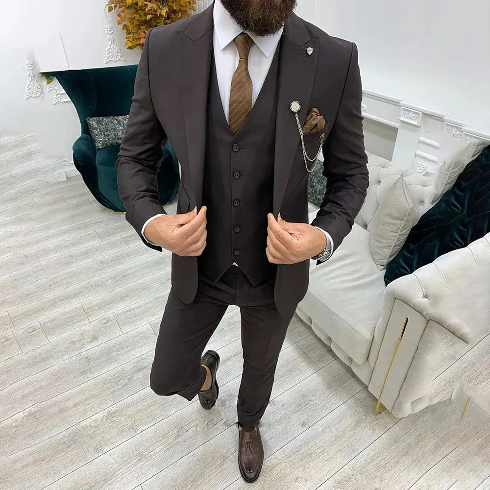 Suit Elegance™ | Men's 3-Piece Slim Fit Suit | Blazer, Vest & Trousers, Tailored Design, Perfect for Formal Business Attire