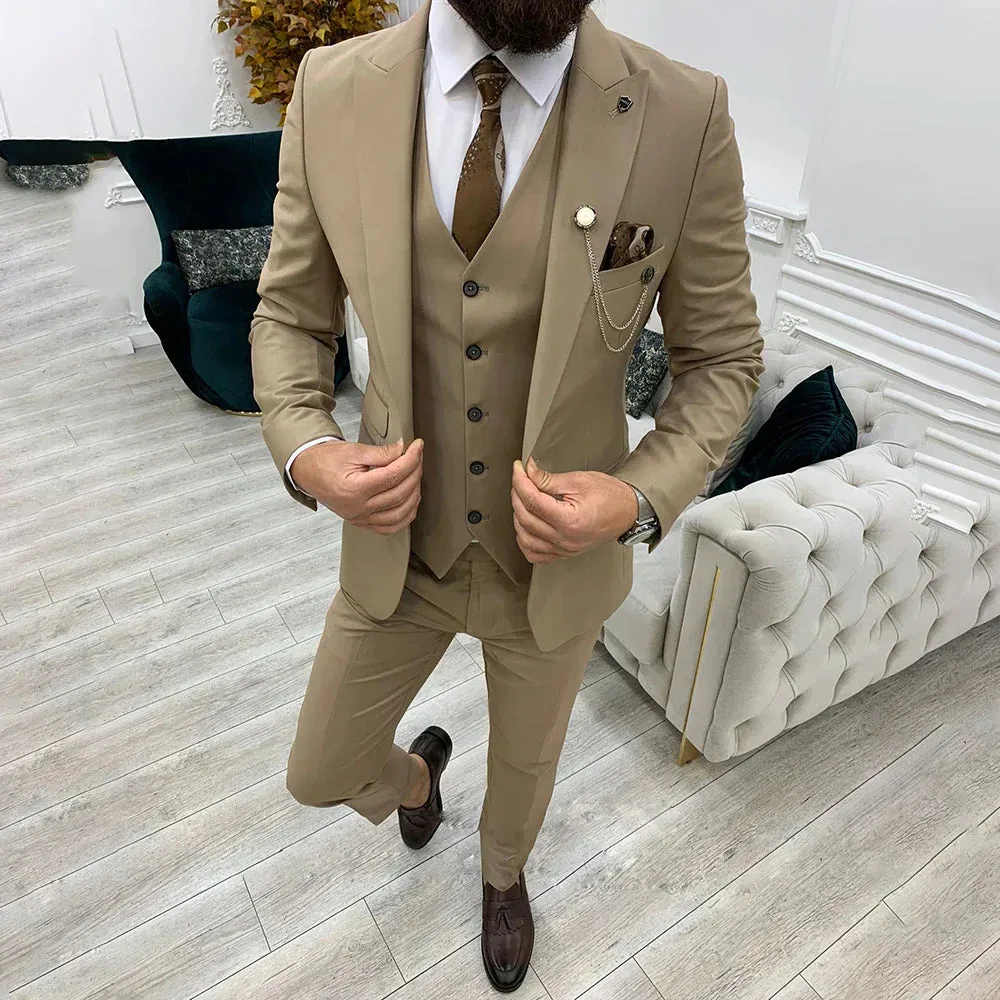 Suit Elegance™ | Men's 3-Piece Slim Fit Suit | Blazer, Vest & Trousers, Tailored Design, Perfect for Formal Business Attire