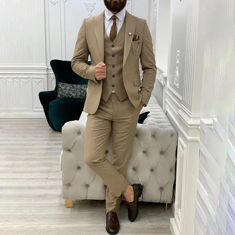Suit Elegance™ | Men's 3-Piece Slim Fit Suit | Blazer, Vest & Trousers, Tailored Design, Perfect for Formal Business Attire