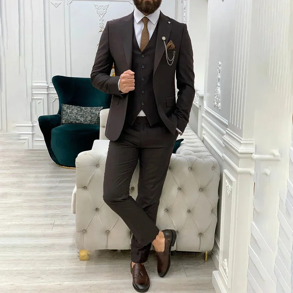 Suit Elegance™ | Men's 3-Piece Slim Fit Suit | Blazer, Vest & Trousers, Tailored Design, Perfect for Formal Business Attire