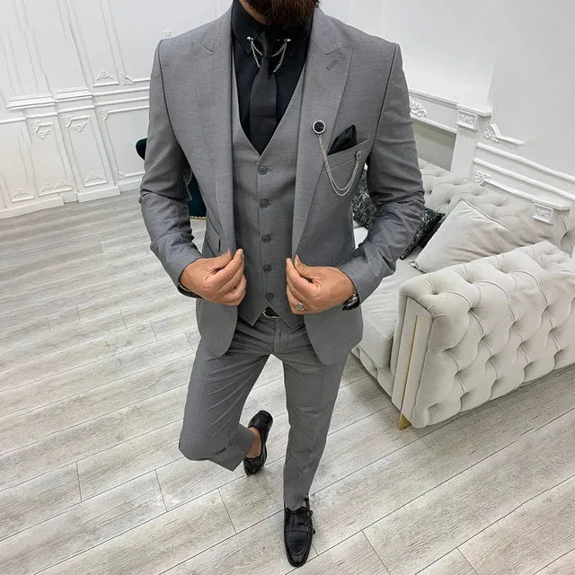 Suit Elegance™ | Men's 3-Piece Slim Fit Suit | Blazer, Vest & Trousers, Tailored Design, Perfect for Formal Business Attire