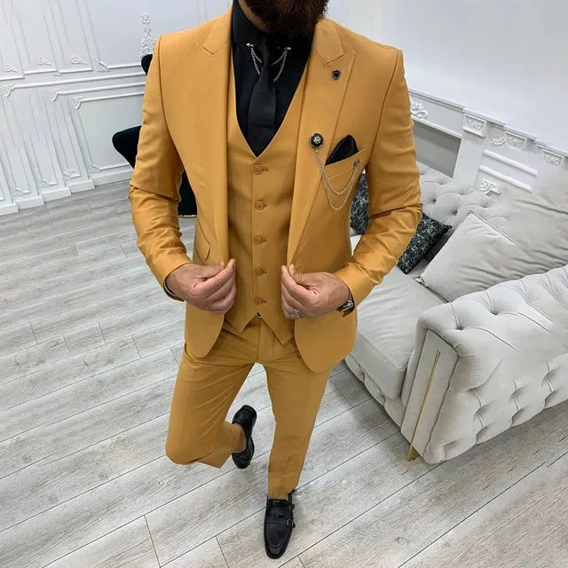 Suit Elegance™ | Men's 3-Piece Slim Fit Suit | Blazer, Vest & Trousers, Tailored Design, Perfect for Formal Business Attire