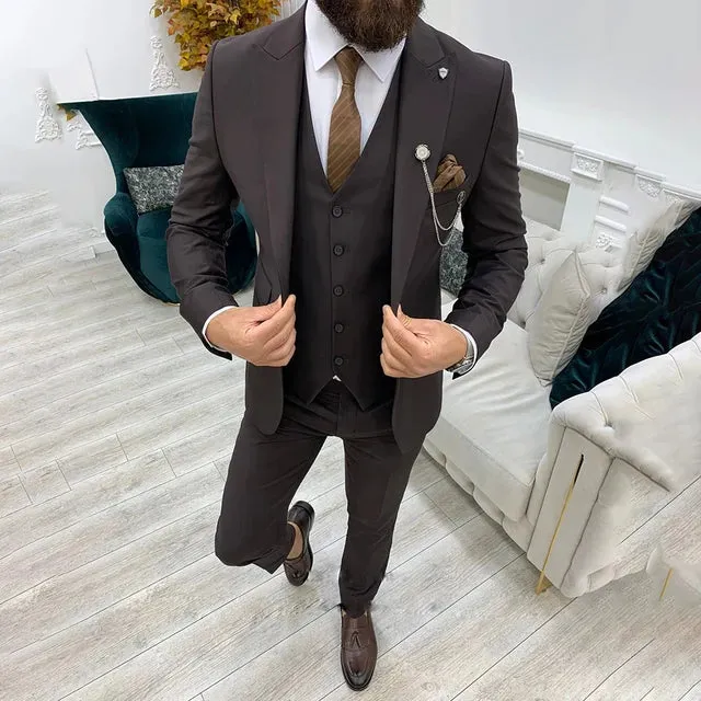 Suit Elegance™ | Men's 3-Piece Slim Fit Suit | Blazer, Vest & Trousers, Tailored Design, Perfect for Formal Business Attire