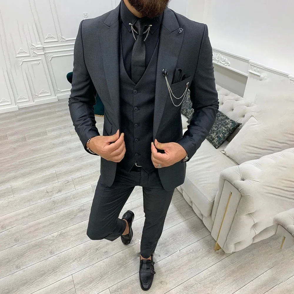 Suit Elegance™ | Men's 3-Piece Slim Fit Suit | Blazer, Vest & Trousers, Tailored Design, Perfect for Formal Business Attire