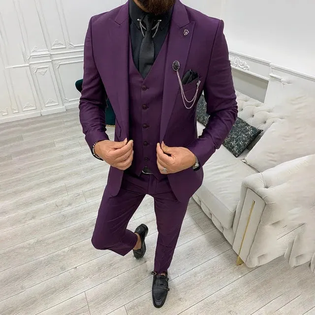 Suit Elegance™ | Men's 3-Piece Slim Fit Suit | Blazer, Vest & Trousers, Tailored Design, Perfect for Formal Business Attire