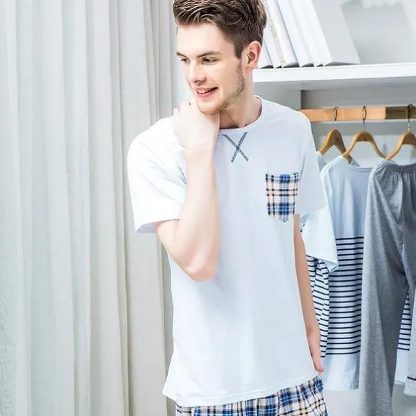 Summer Short-sleeve Striped Lovers Matching Set