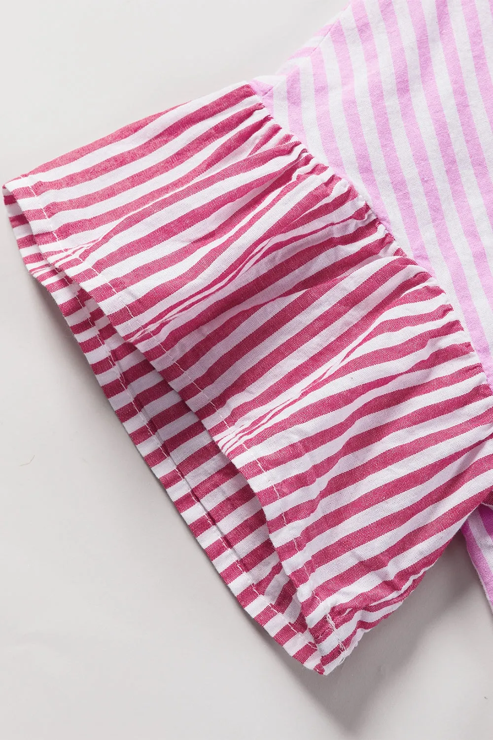 Summer Striped Button Up Flounce Sleeve Shirt