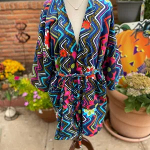 Tepper Jackson • Multi-Colors • Hippie • Floral • Geometric • Robe • S/Medium