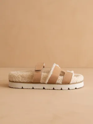 The Alpine | Camel Faux Shearling Sandals