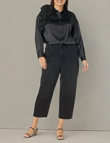 The Drop Women's Black Corsage Blouse by @itsjuliettefoxx, L