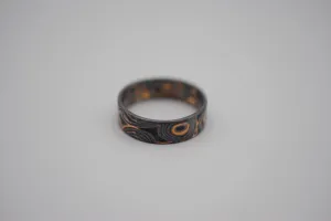 Three Tone Gold Mokume Gane Patina Womens Band
